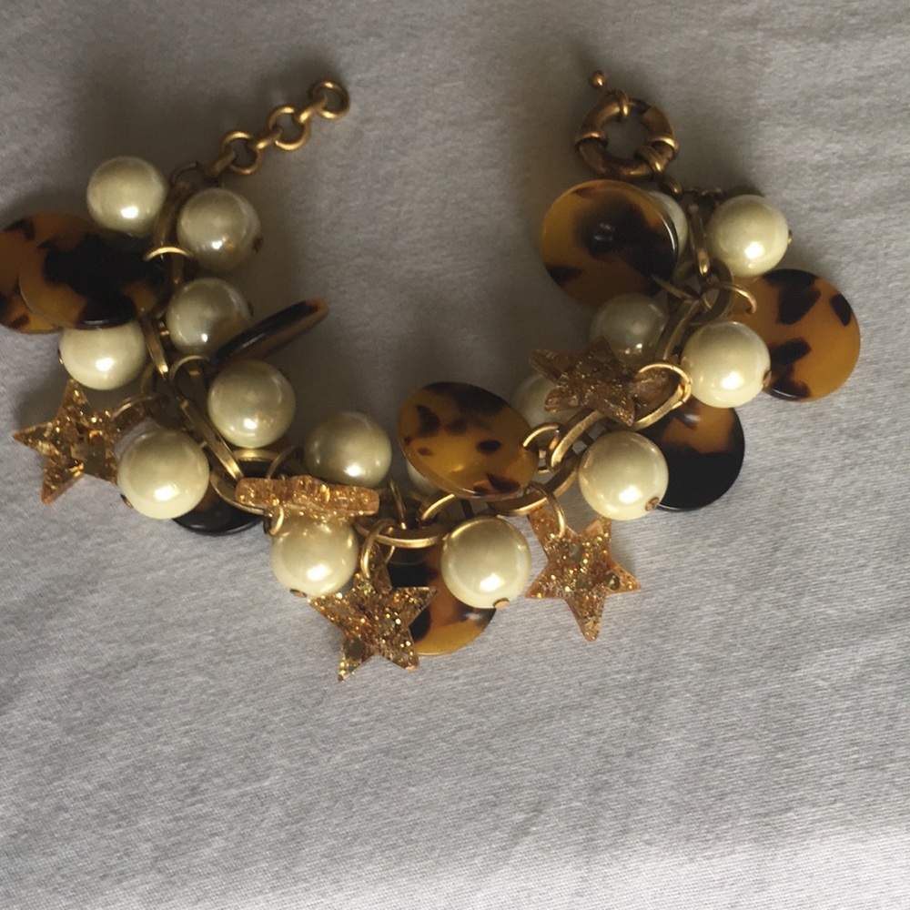 Glitter stars pearl tortoise statement bracelet